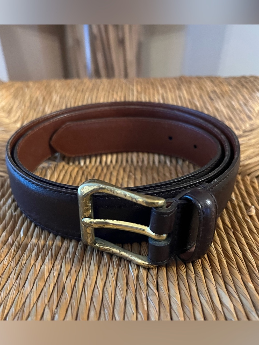 Vintage Coach 5950 Mahogany Leather Belt Solid Brass Buckle Size 38